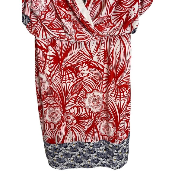 Maggy London Womens 4 Red Blue Floral Short Sleeve Sheath Dress - Picture 11 of 12